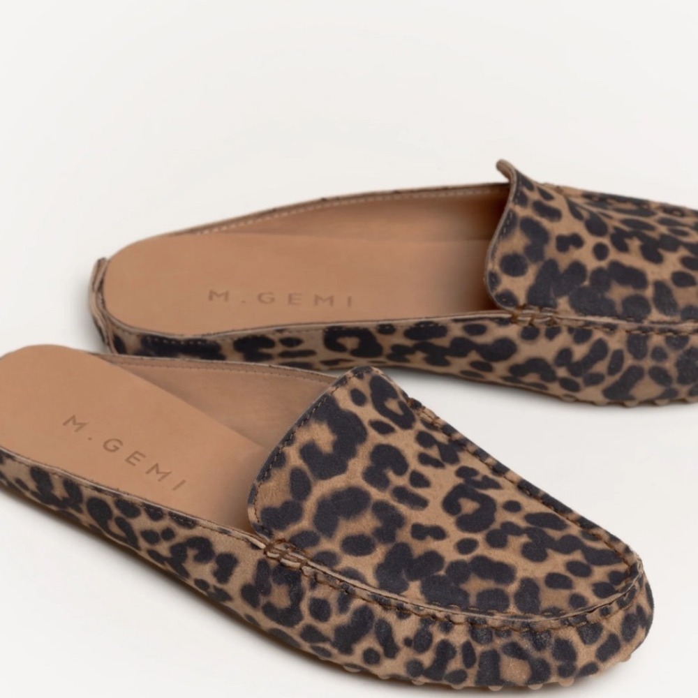 M.Gemi Vintage Y2K Leopard Print Calf Mule Leather Loafers Women's Size 6.5 $228